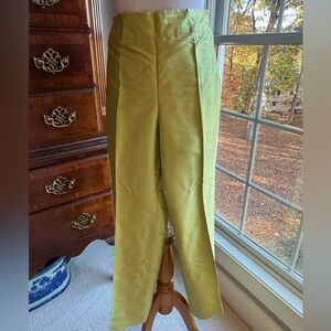 Talbots Petites Size 8 Pure Silk, Lime Green Formal Pants